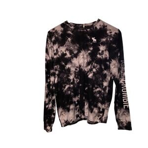 Abercrombie Kids Tie Dye Long Sleeve Shirt Top Boys/Girls Black Gray Size 15/16